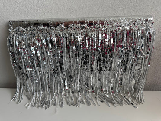 Silver sequins clutch