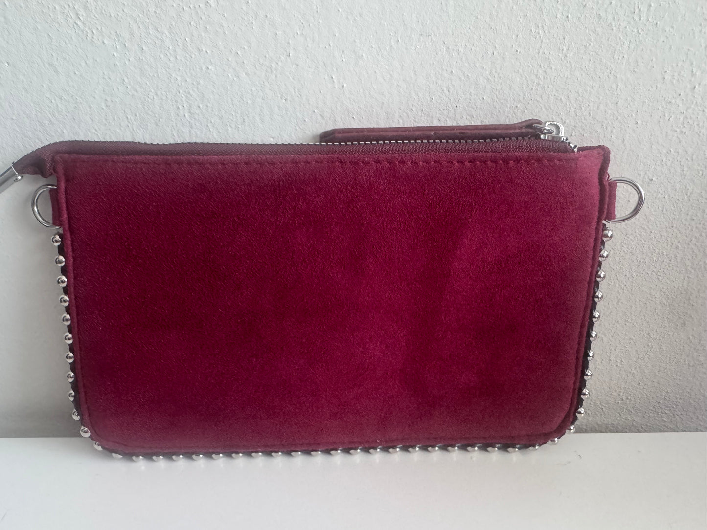 Wine suede crossbody