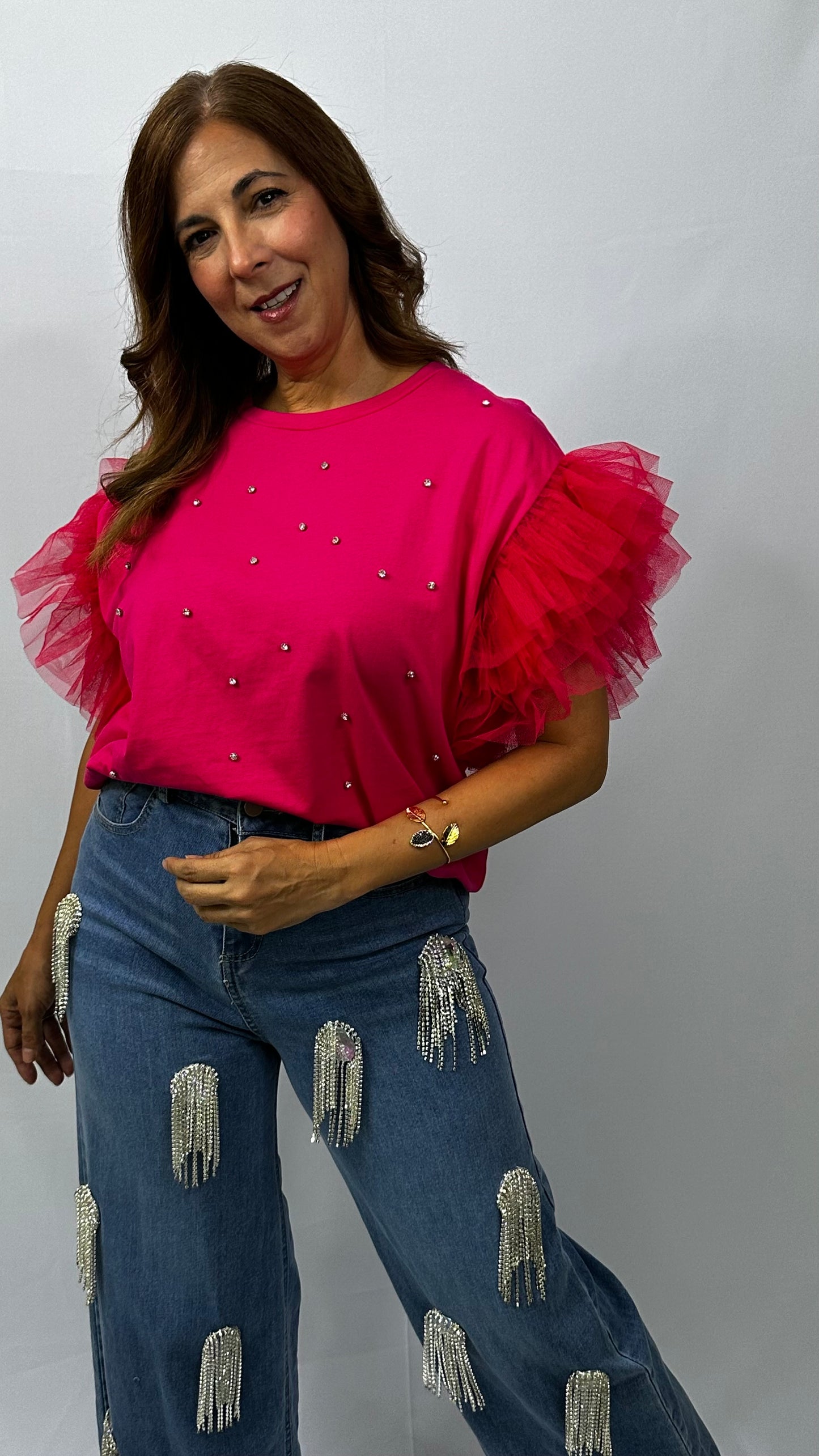Fuchsia Ruffle Top