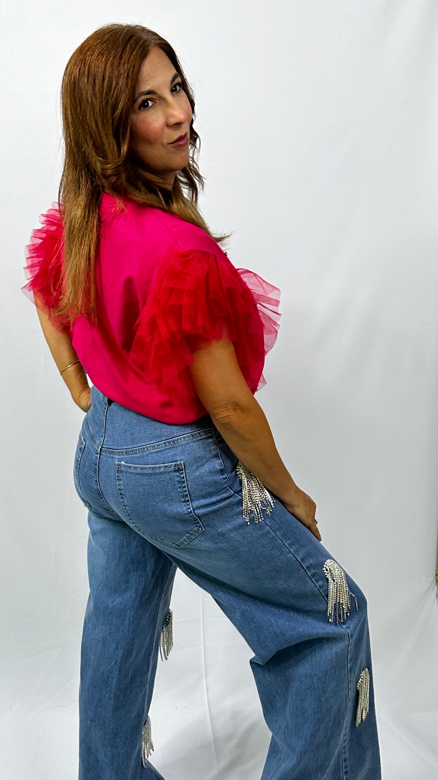 Fuchsia Ruffle Top